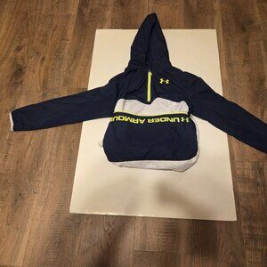 Under Armour Mahlon Boys Waterproof Hooded Pullover Jacket in Blue & White - L